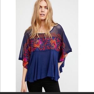 Free People Love Letter Embroidered Swing Tee